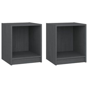 vidaXL Bedside Cabinet | Set of 2 | Grey | Solid pinewood | Compact