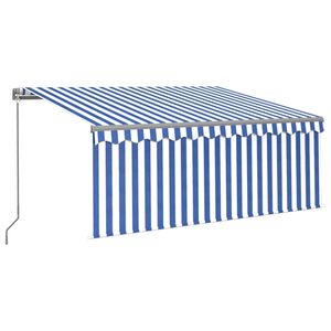 vidaXL Manual Retractable Awning with Blind 3x2.5m Blue&White