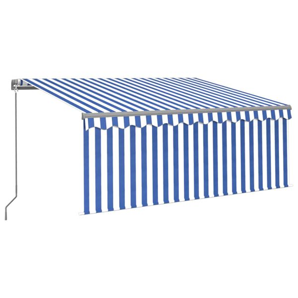 vidaXL Manual Retractable Awning with Blind 3x2.5m Blue&White