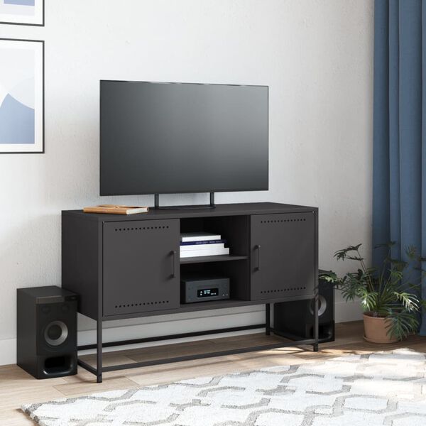 vidaXL TV Cabinet Black 100.5x39x60.5 cm Steel