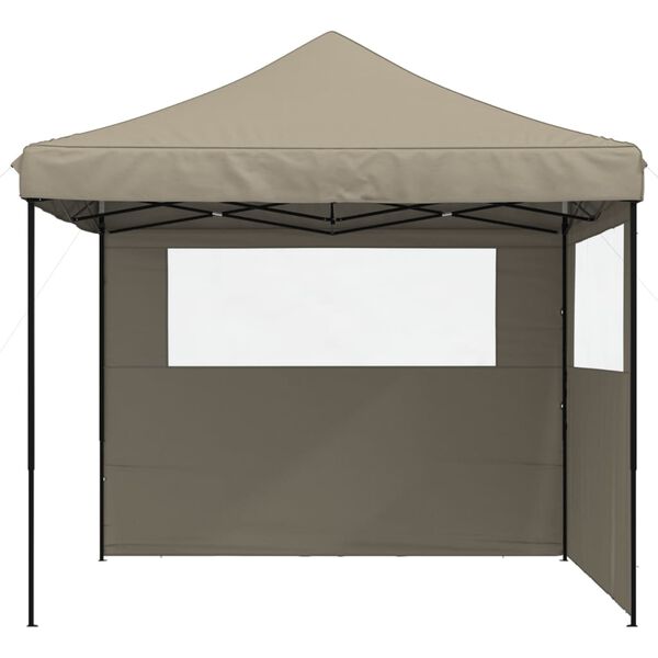 vidaXL Foldable Party Tent Pop-Up with 2 Sidewalls Taupe
