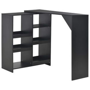 vidaXL Bar Table with Moveable Shelf Black 138x39x110 cm