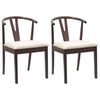 vidaXL Dining Chair 2 pcs Solid Rubber Wood Light Brown and Light