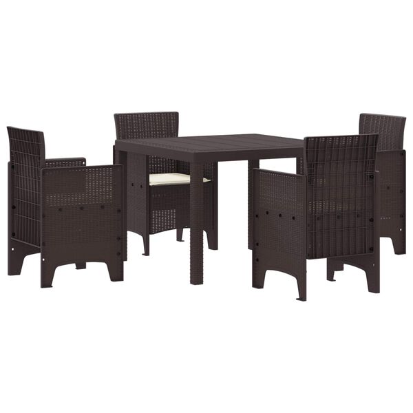 vidaXL Garden Dining Set 5 pcs Brown Polt rattan