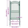 vidaXL Fence Gate with Spikes Steel 100x200 cm Green