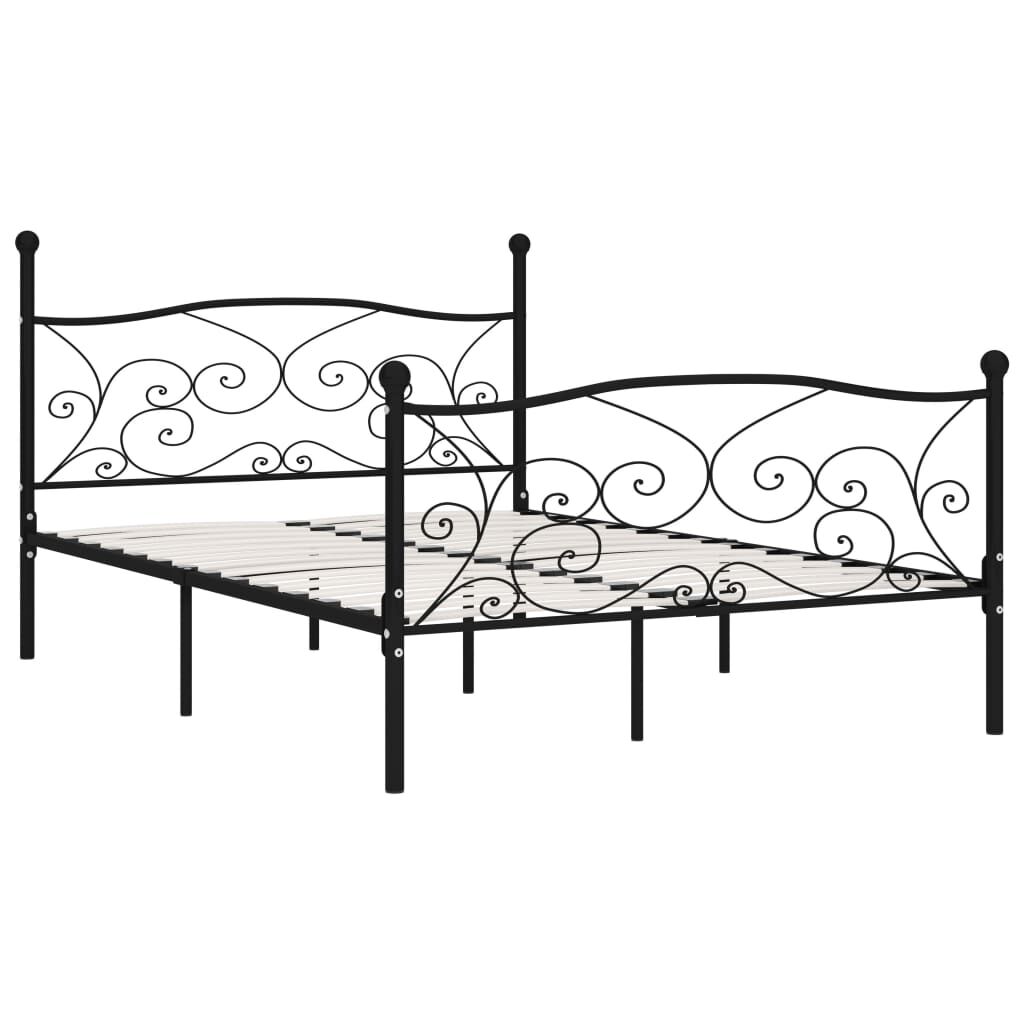 vidaXL Bed Frame Sturdy Night Sleep Double Bedroom Bed Slatted Base Furniture Black Metal 120x200cm 