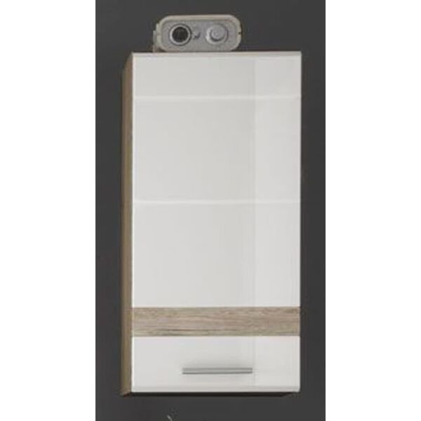 Trendteam Storage Wall Cabinet Set-One White and Light San Remo Oak