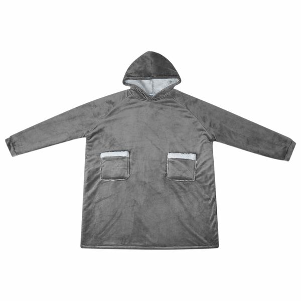 vidaXL Blanket Hoodie Dark Grey L Fleece and Flannel