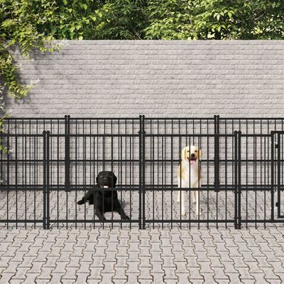 vidaXL Outdoor Dog Kennel Steel 13.14 m²