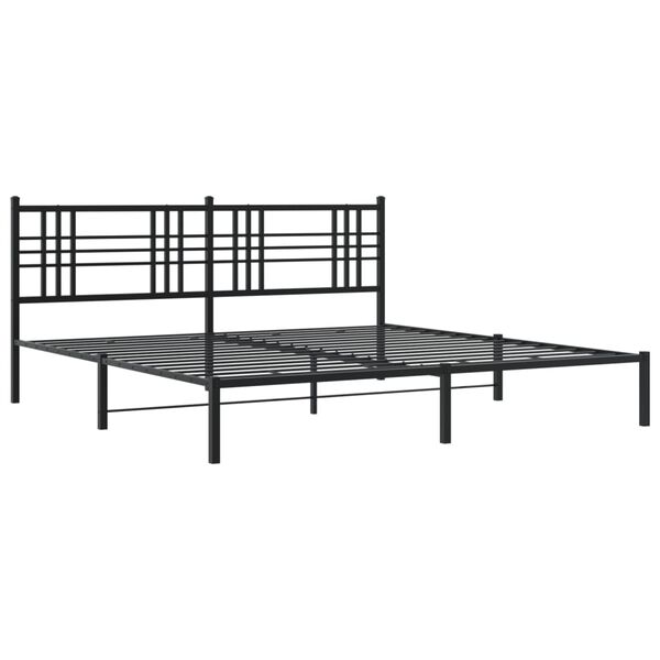 vidaXL Metal Bed Frame without Mattress with Headboard Black 183x213cm