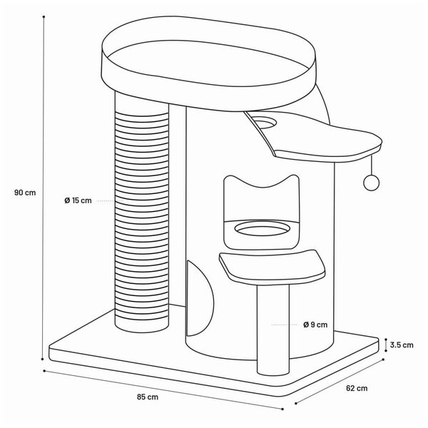 FLAMINGO Cat Scratching Tree Kano 85x62x90 cm Grey