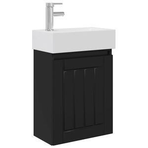 vidaXL Bathroom Vanity Unit with Tap Black 45.5 x 25.5 x 84 cm