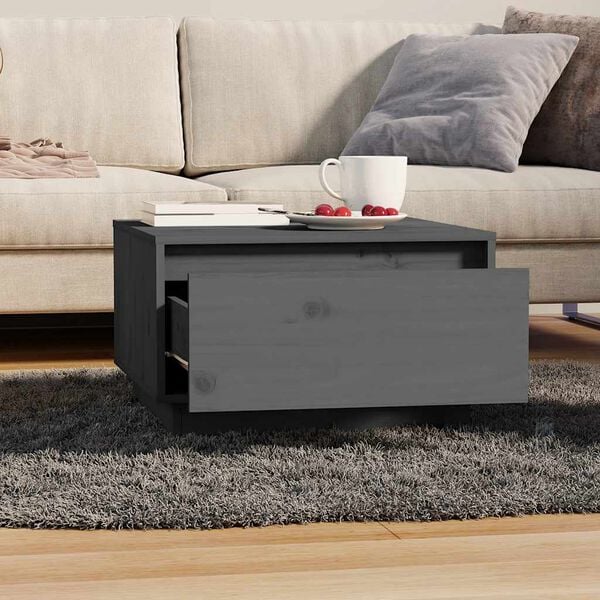 vidaXL Coffee Table Grey 55x56x32 cm Solid Wood Pine