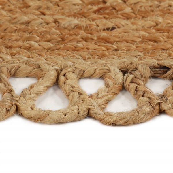 vidaXL Braided Area Rug with Wave Edge 120 cm Jute Round