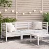 vidaXL Garden Sofa 3-Seater White Solid Wood Pine