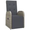 vidaXL Reclining Garden Chair with Cushions Grey Poly Rattan