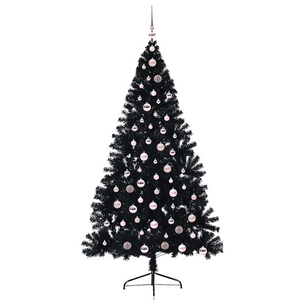 vidaXL Artificial Pre-lit Christmas Tree Black 210 cm PVC