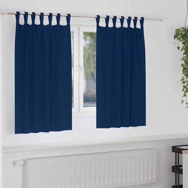 vidaXL Blackout Curtains with Rings 2 pcs Dark Blue 140 x 140 cm