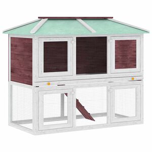 vidaXL Animal Rabbit Cage Double Floor Brown Wood