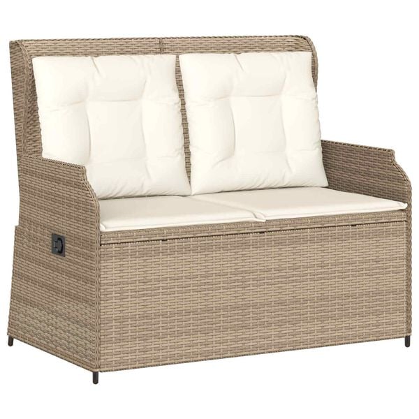 vidaXL Garden Bench Beige Poly Rattan
