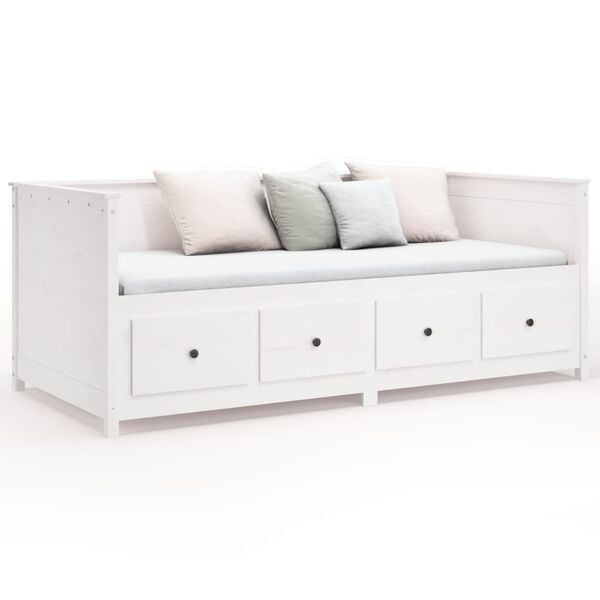 vidaXL Day Bed without Mattress White 100x200 cm Solid Wood Pine