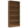 vidaXL 5-Tier Book Cabinet Brown Oak 80x24x175 cm Engineered Wood