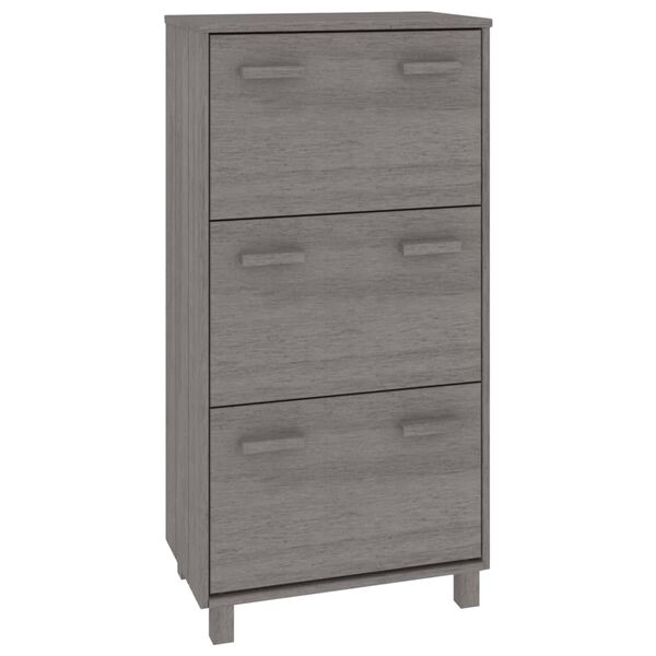 vidaXL Shoe Cabinet HAMAR Light Grey 59.5x35x117 cm Solid Wood Pine