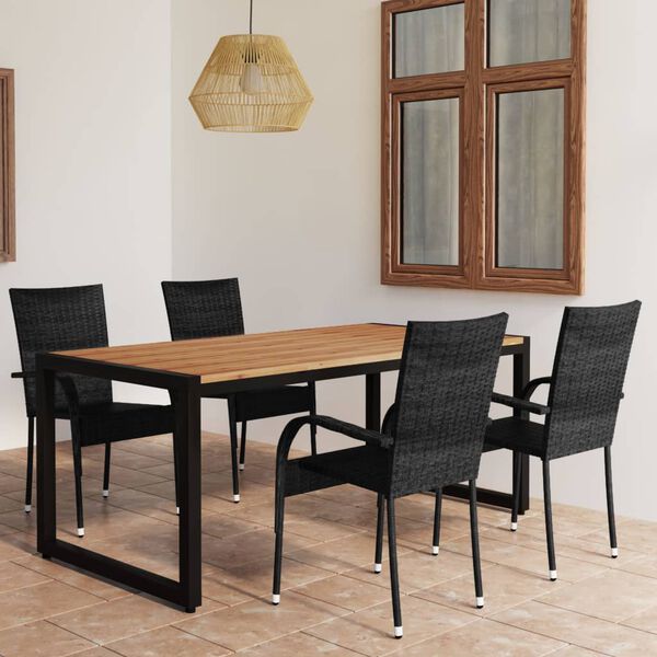 vidaXL 5 Piece Garden Dining Set Black