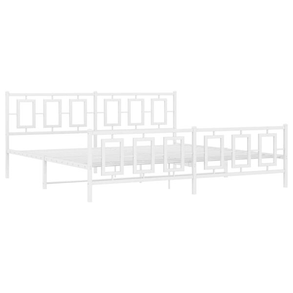 vidaXL Metal Bed Frame without Mattress with Footboard White 193x203cm
