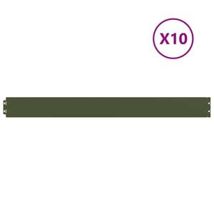 vidaXL Lawn Edgings 10 pcs Olive Green 10x103 cm Cold-rolled Steel