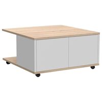 FMD Mobile Coffee Table 70x70x36 cm Oak and Glossy White