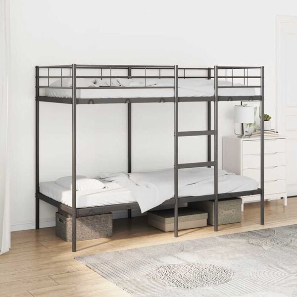 vidaXL Bunk Bed without Mattress Black 100x190 cm Steel