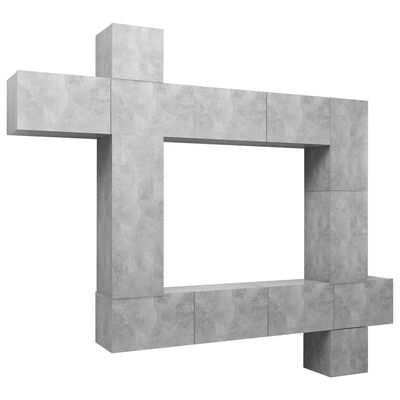 vidaXL 9 Piece TV Cabinet Set Concrete Grey Engineered Wood