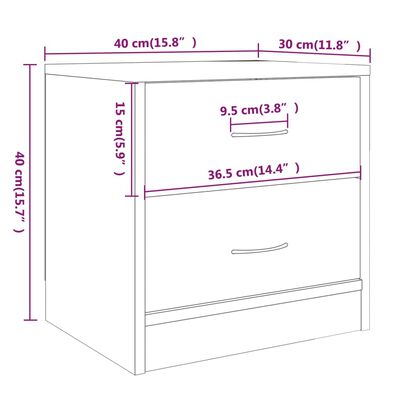 vidaXL Bedside Cabinets 2 pcs Smoked Oak 40x30x40 cm Engineered Wood