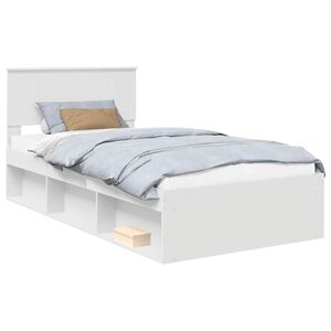 vidaXL Bed Frame with Headboard White 100 x 200 cm Solid Pine Wood