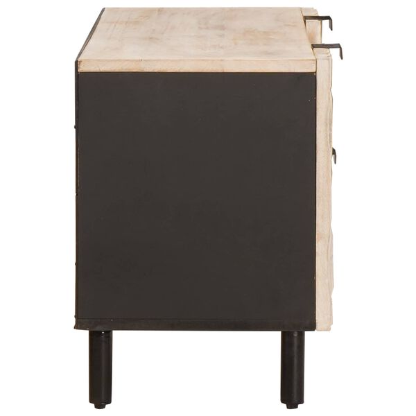 vidaXL TV Cabinet White Wash Finish 105 x 33 x 46 cm Solid Mango Wood
