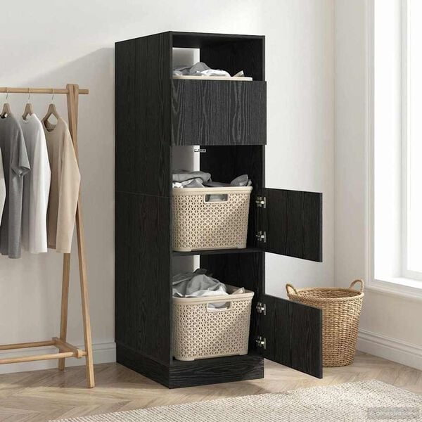 vidaXL Laundry Cabinet Black Oak 50 x 68 x 162 cm Engineered wood