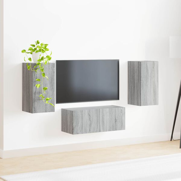 vidaXL TV Cabinet Set Wall-mounted 6 pcs Grey Sonoma Engineered Wood
