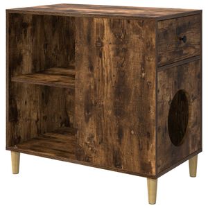 vidaXL Cat House Smoked Oak 72 x 42.5 x 70 cm Engineered Wood