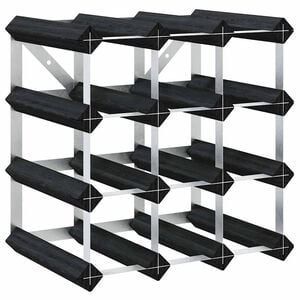 vidaXL Wine Rack for 12 Bottles Black Solid Pine Wood