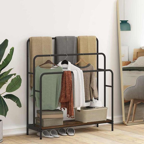 vidaXL Cloth Rack Smoked Oak 90 x 30 x 100.5 cm Engineered wood