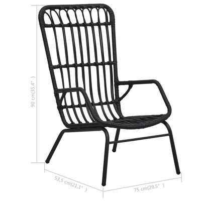 vidaXL Garden Chair Poly Rattan Black
