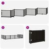 vidaXL Dog Gate with Door Foldable 8 Panels Black 640 cm Poplar Wood