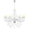 vidaXL Adjustable Chandelier with Beads E14 Metal and Acrylic Chrome