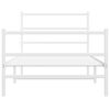 vidaXL Metal Bed Frame without Mattress with Footboard&nbsp;White 100x190cm