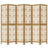vidaXL Room Divider 6 Panels Brown Solid Wood Paulownia