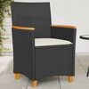 vidaXL Garden Chairs with Cushions 2 pcs Black Poly Rattan&Solid Wood