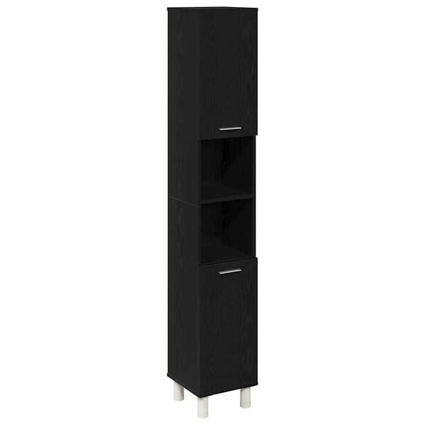 vidaXL Bathroom Cabinet Black Oak 30 x 30 x 179 cm Engineered Wood