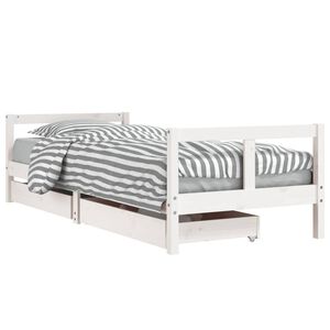 vidaXL Kids Bed Frame with Drawers White 80x200 cm Solid Wood Pine