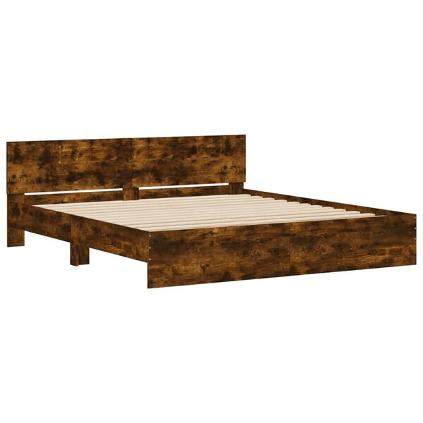 vidaXL Bed Frame without Mattress Smoked Oak 180x200 cm Super King